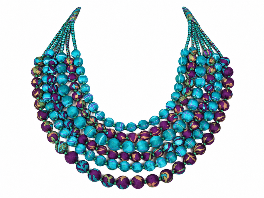 Sari Beaded Necklace: Six Strand