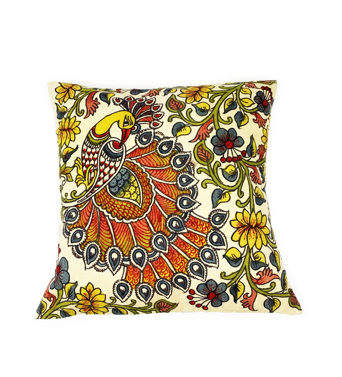 Hand-Painted Bird Pillow