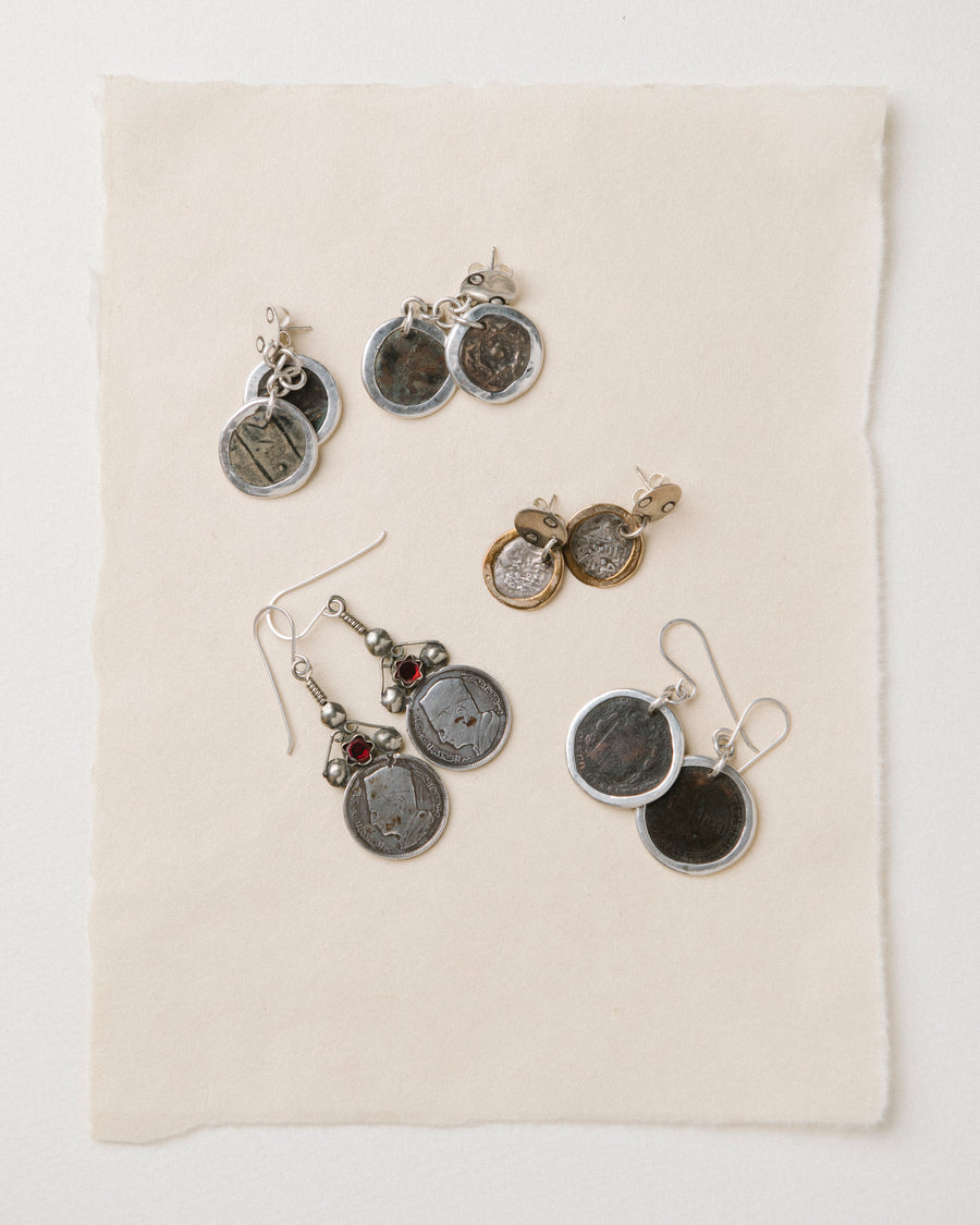 Atlas Coin And Glass Earrings