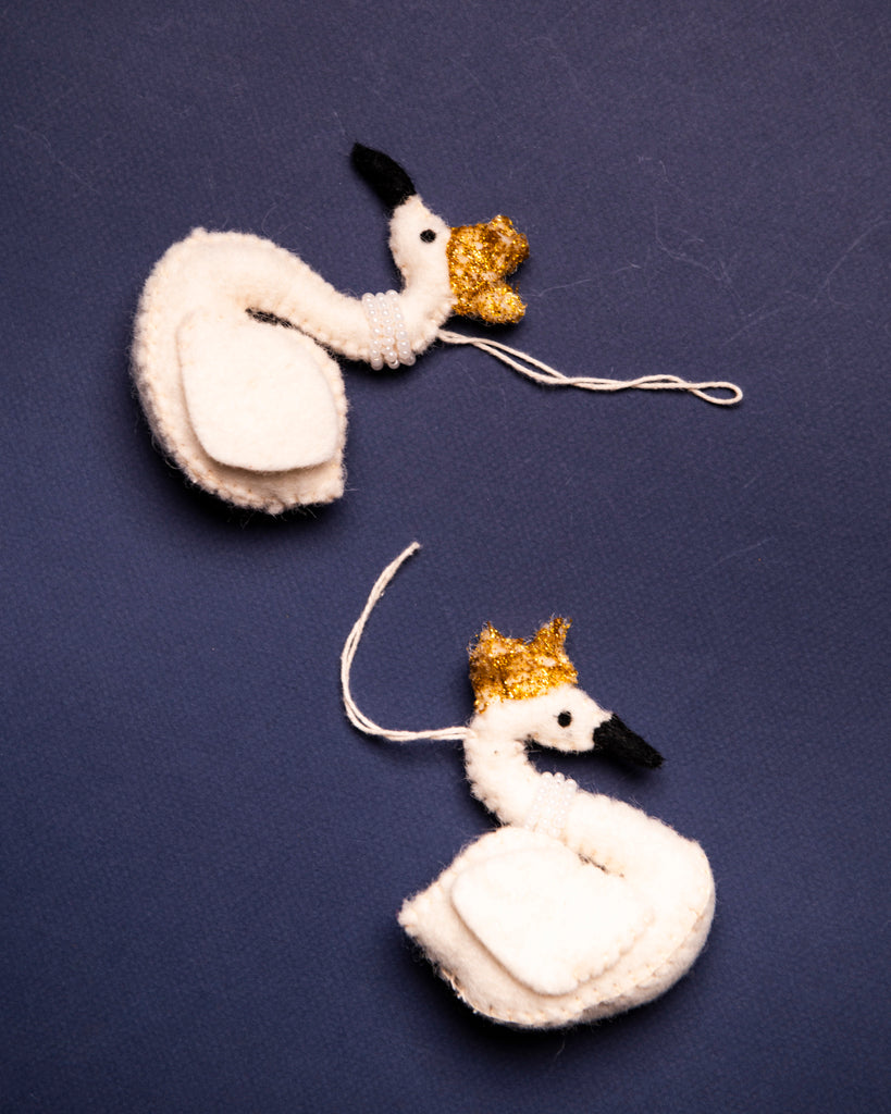 Felted Swan Ornament