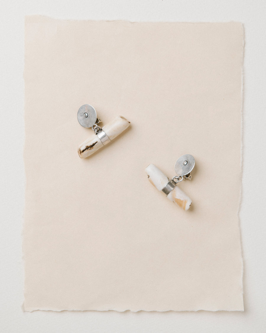 Mali Cylinder Shell Clip-On Earrings