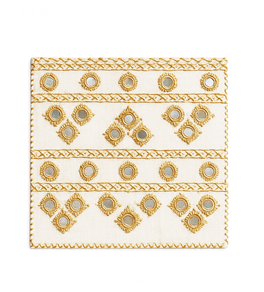 Mirror Hand Embroidered Cocktail Napkins- Set of 4