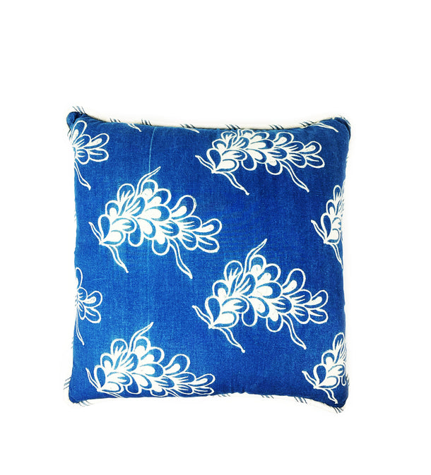 Indigo and White Chinese Batik Pillow