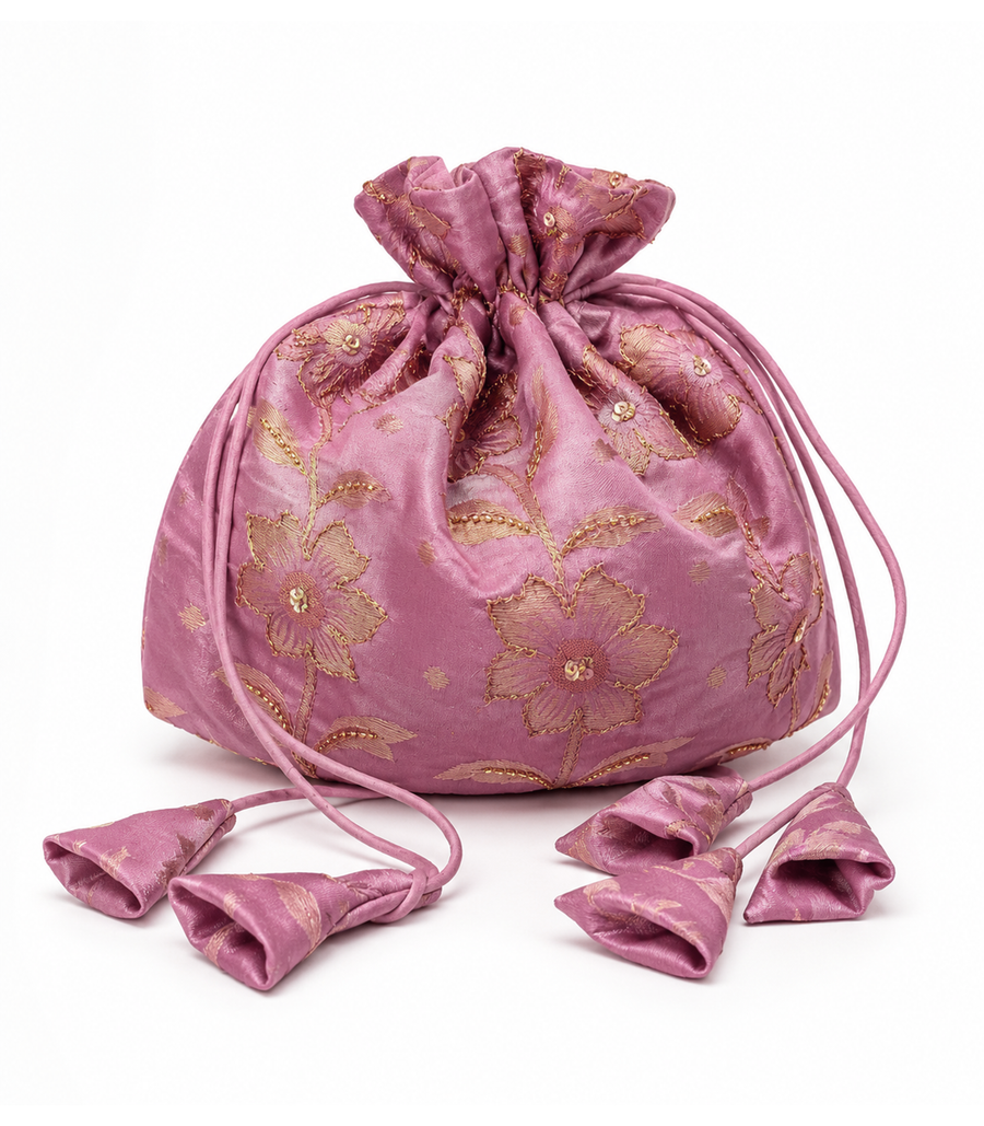 Amara Silk Jacquard Pouch
