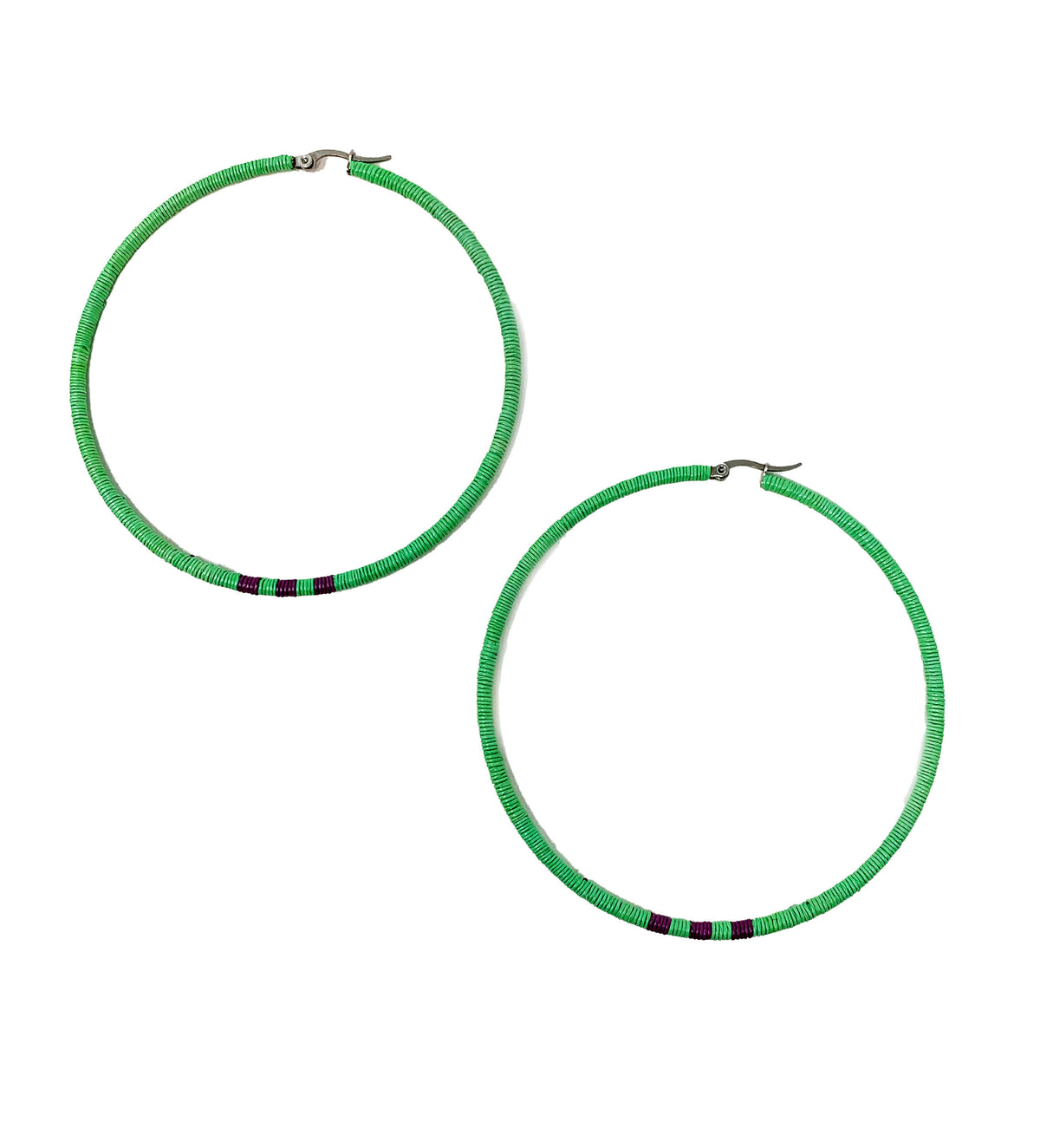 Wounaan Large Hoop Earring: Mint