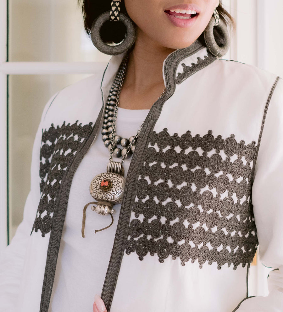 Elaborate Embroidered Jacket: Charcoal
