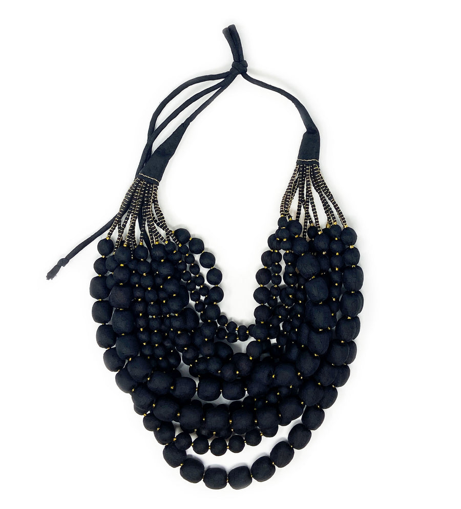 Large Iris Necklace: Black