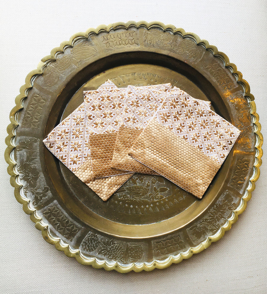 Hand Embroidered Cocktail Napkins: Split Design
