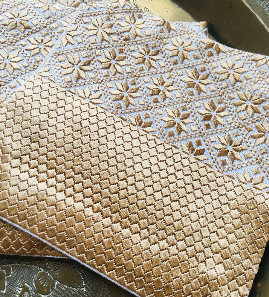 Hand Embroidered Cocktail Napkins: Split Design