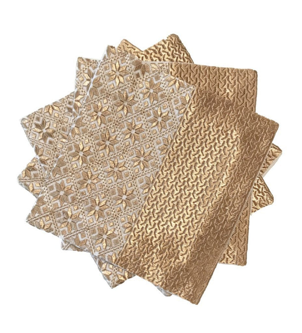 Hand Embroidered Cocktail Napkins: Split Design