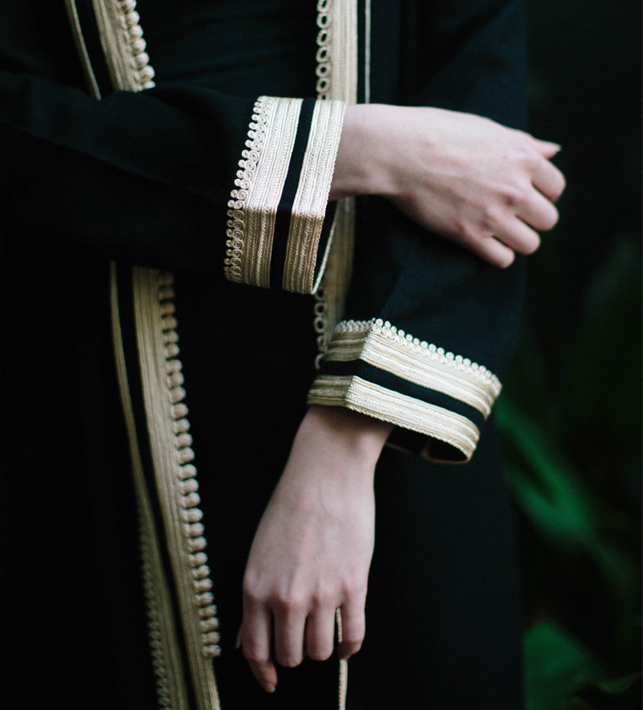 Women's Moroccan Jacket: White on Black – Ibu Movement